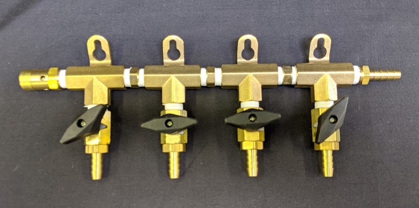 MODULAR CO2 Gas Line Manifold 2,3,4 Way Brass Splitter wShutoff and ...