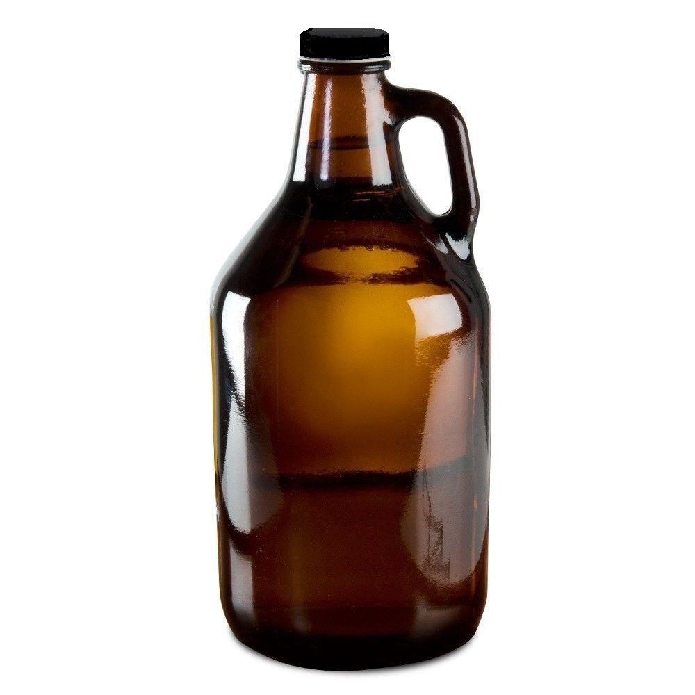 BEER GROWLER 1/2 GALLON AMBER GLASS JUG FOR DRINKING PUB CRAWLING and