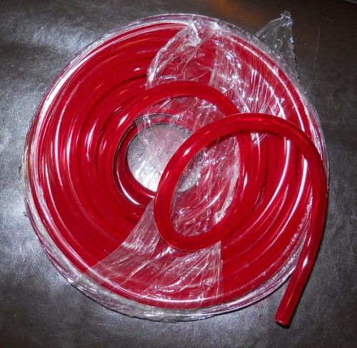 RED GAS LINE CO2 HOSE 5′ TRANSPARENT TUBING 5/16 ID X 9/16 THICK-WALL TUBE w/CLAMPS - Image 2