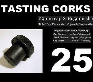 TASTING CORKS 25 ALL BLACK SYNTHETIC BAR T TOP WINE SPIRITS OLIVE OIL VINEGAR