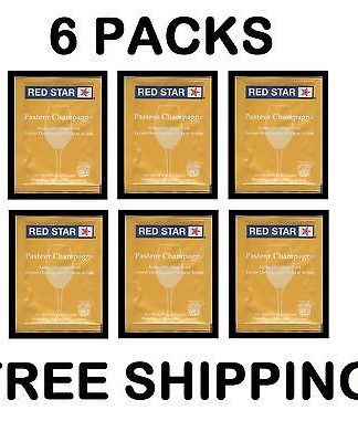 WINE YEAST 6 PACK RS CHAMP PASTEUR CHAMPAGNE #1 FOR CIDER SODA FRUIT MOONSHINE