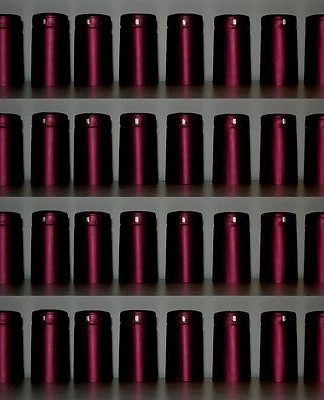 SHRINK CAPS 25 LARGE MAROON MATT METALLIC WINERY GRADE PVC HEAT SHRINK CAPSULES