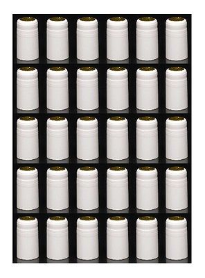 SHRINK CAPSULES 33 WHITE w/GOLD TOP PVC HEAT SHRINKS FOR WINE MAKING BOTTLES