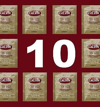 WINE YEAST 10 PK LALVIN 71B-1122 FOR JUICE CONCENTRATES FRUITY REDS WHITES MEADS