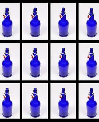 BEER BOTTLES 1 LITER 12 BLUE EZ-CAP GLASS SWING TOPS FULL CASE 32oz SODA GROLSCH