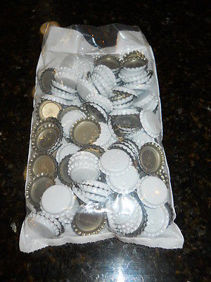 CROWN CAPS 144 WHITE NEW BOTTLE CAPS STANDARD 26.5 SIZE FOR SODA & BEER BOTTLES