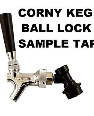 BEER TAP SAMPLING FAUCET w/ BALL LOCK QUICK DISCONNECT for CORNELIUS CORNY KEG