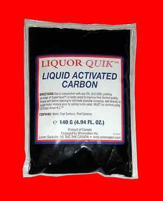 LIQUID ACTIVATED CARBON LIQUOR QUIK REMOVES CAT BOX ODOR FROM DISTILLED ALCOHOL