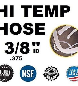 Thickwall USA FDA Approved HIGH TEMP SILICONE TUBING 3/8 .375 ID .625 OD Pure Food Grade Tube Hose for Home Brewing (Per Foot)