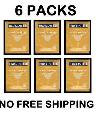 WINE YEAST 6 PK RS BLANC RED STAR PASTEUR CHAMPAGNE FOR SODA FRUIT MOONSHINE