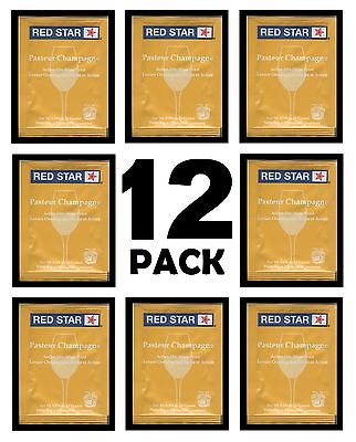 WINE YEAST 12 PK RED STAR PASTEUR BLANC CHAMPAGNE FOR CIDER SODA FRUIT MOONSHINE