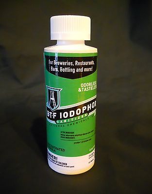 IODOPHOR BTF SANITIZER 4 oz Iodine Sterilizer B-T-F For Sanitizing Beer and Wine Making Equipment