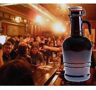 BEER GROWLER SWING TOP AMBER GLASS FLIP TOP GLASS HANDLE 2 LITER BEER BOTTLE