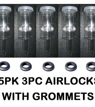 AIRLOCKS 5 3PC ++ 5 SINGLE GROMMETS BEST QUALITY VINTAGE SHOP BEER WINE AIR LOCK