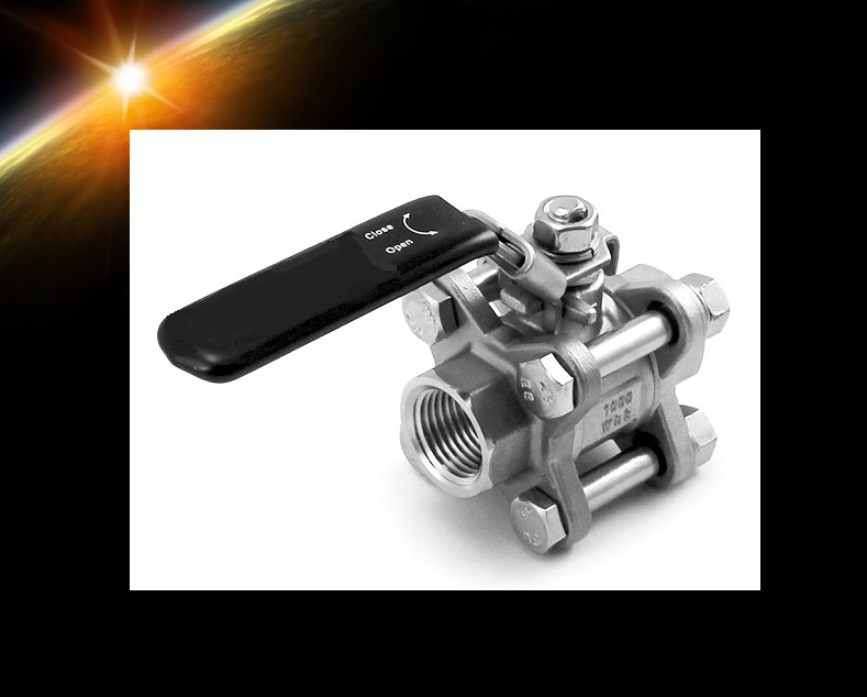 THREE PIECE 3PC BALL VALVE LOCKING HANDLE FULL PORT 1/2" NPT 304 SS STAINLESS STEEL WOG 1000 FOR HOME BREWING