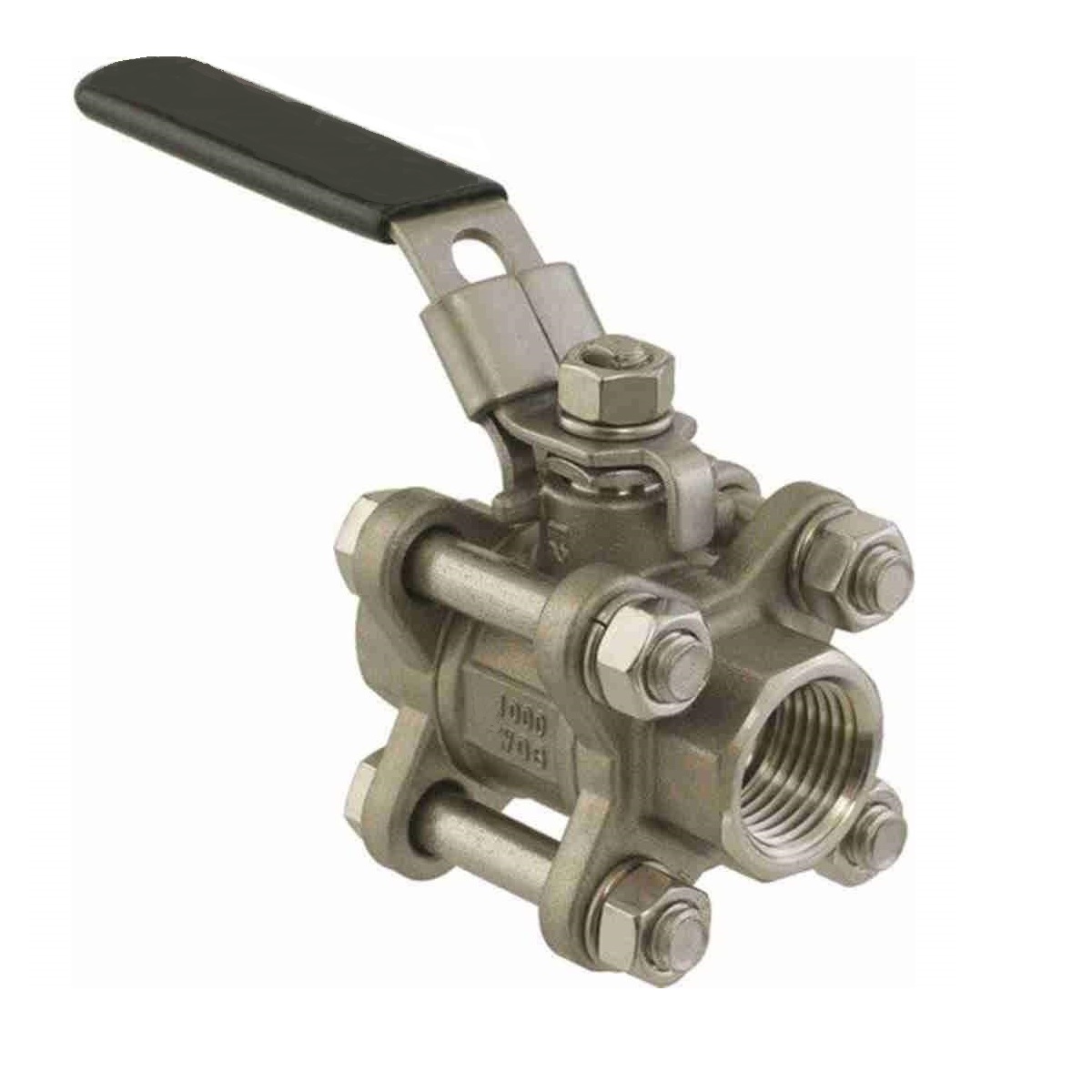 THREE PIECE 3PC BALL VALVE LOCKING HANDLE FULL PORT 1/2" NPT 304 SS STAINLESS STEEL WOG 1000 FOR HOME BREWING - Image 4