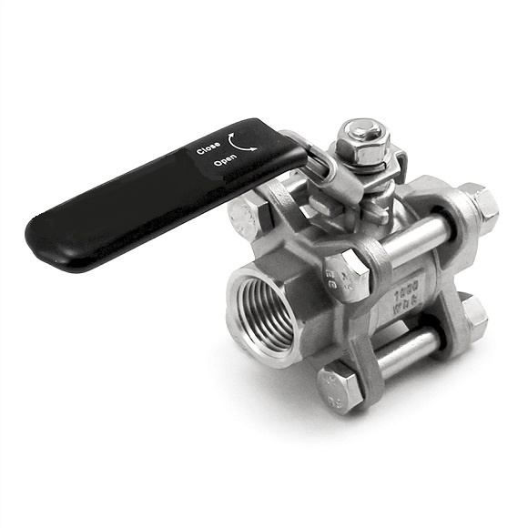 THREE PIECE 3PC BALL VALVE LOCKING HANDLE FULL PORT 1/2" NPT 304 SS STAINLESS STEEL WOG 1000 FOR HOME BREWING - Image 5