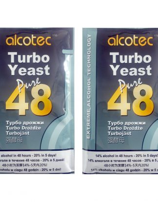 ALCOTEC 48 HOUR TURBO YEAST 2 PACKS DISTILLERS YEAST 20% ALCOHOL WHISKEY STILL