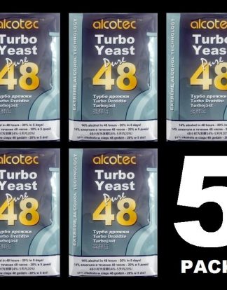 ALCOTEC TURBO YEAST 5 PK 48 HOUR DISTILLERS YEAST HOMEBREW ALCOHOL WHISKEY STILL