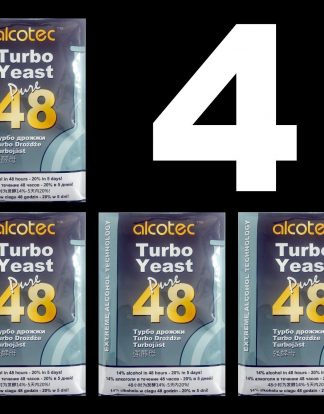 ALCOTEC TURBO YEAST 4 PACK 48 HOUR DISTILLERS YEAST 20% ALCOHOL WHISKEY STILL