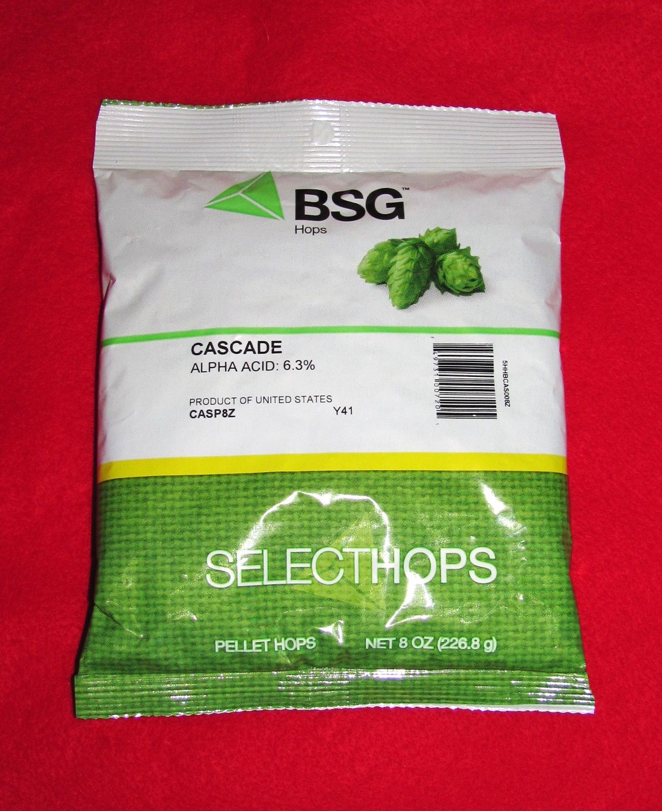 HOPS CASCADE 8oz PELLET HOPS BSG HOPS FACTORY PACKED NITROGEN PURGED FOR HOME BREWING