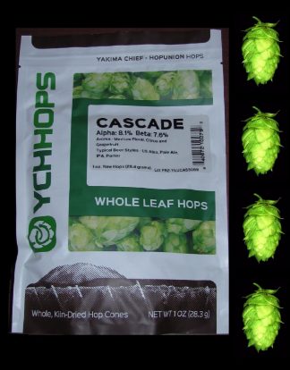 LEAF HOPS CASCADE 1oz Cone Hops Artisan Factory Packed