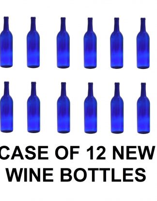 WINE BOTTLES COBALT BLUE Bordeaux Case of 12 Glass 750ml Cork Finish W5-CB