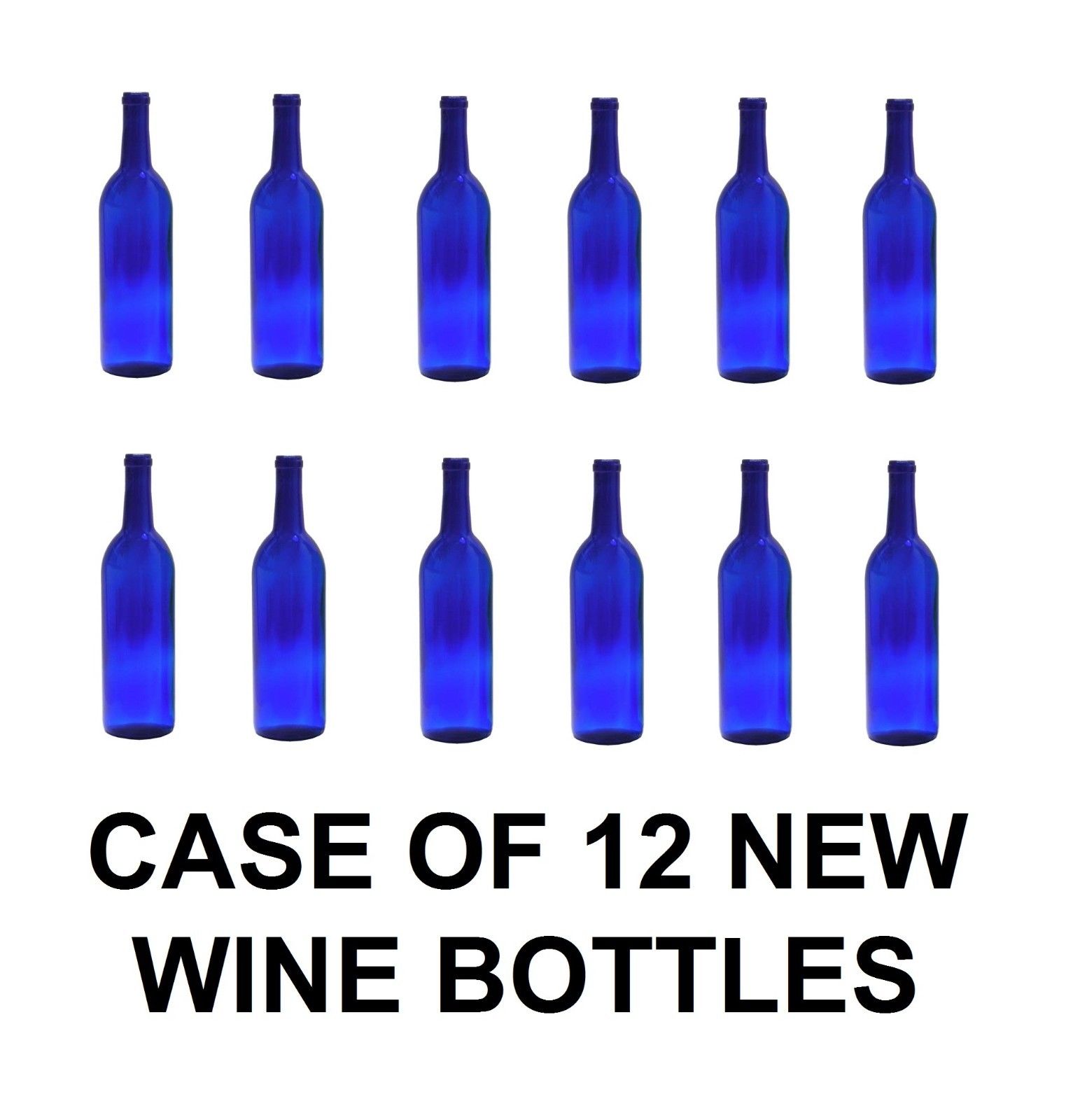 WINE BOTTLES COBALT BLUE Bordeaux Case of 12 Glass 750ml Cork Finish W5CB Hobby Homebrew