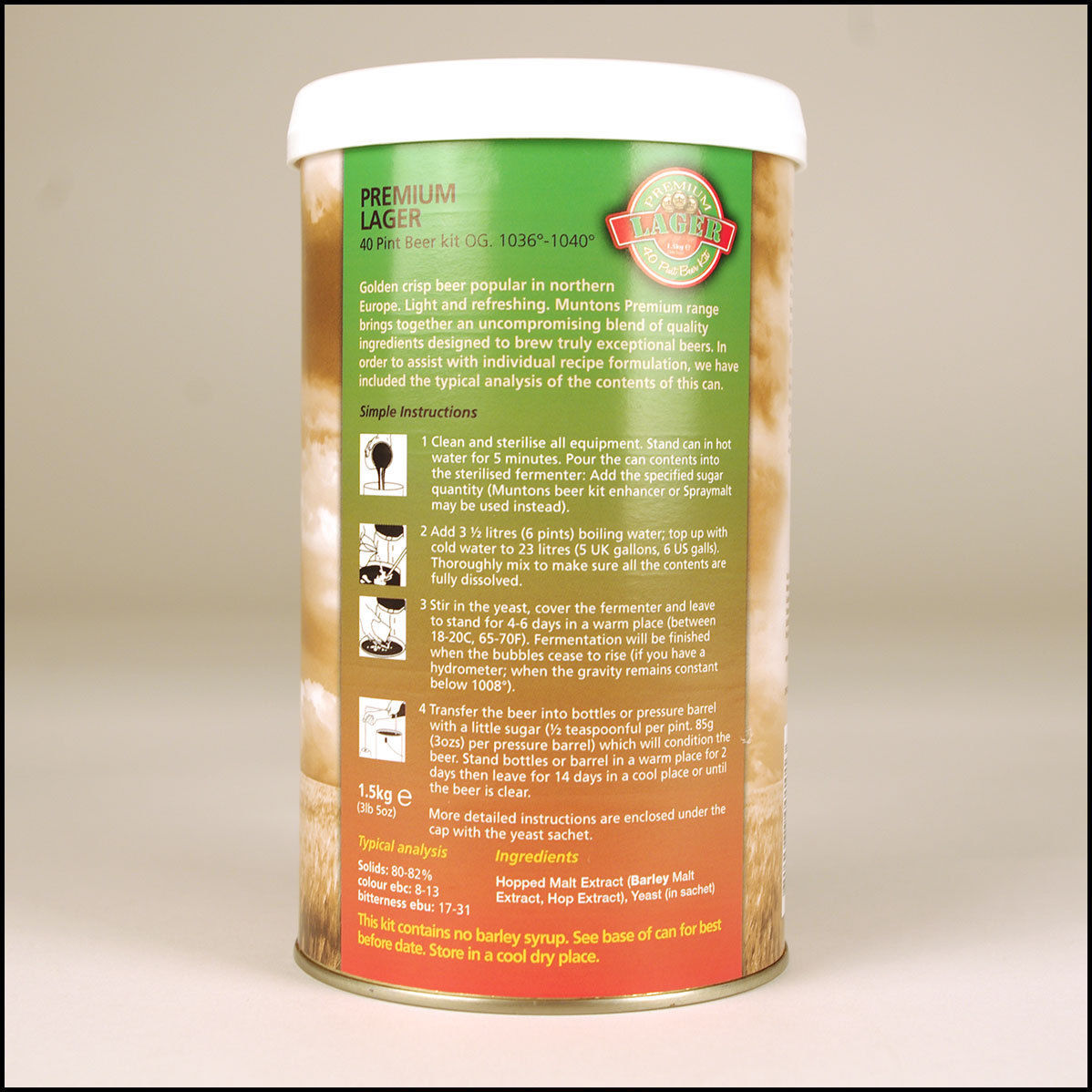 DENTED CAN BEER KIT EURO LAGER MUNTONS EASY 2-WEEK 5 GALLON BEER BREWING INGREDIENTS KIT - Image 3