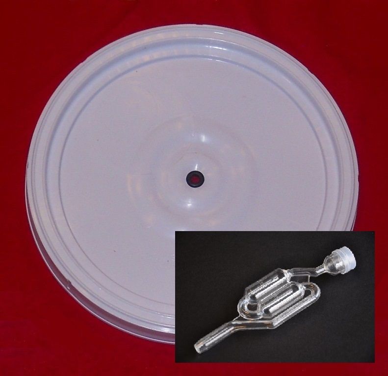 BUCKET LID DRILLED & GROMMETED WITH AIRLOCK FITS MOST 5, 6, & 6.5 GAL FERMENTERS - Image 3