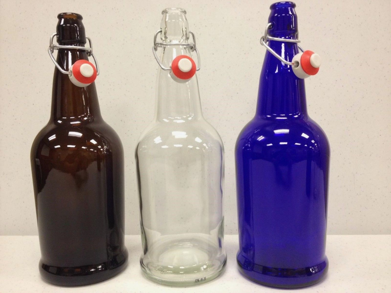 BEER BOTTLES 1 LITER 12 BLUE EZCAP GLASS SWING TOPS FULL CASE 32oz