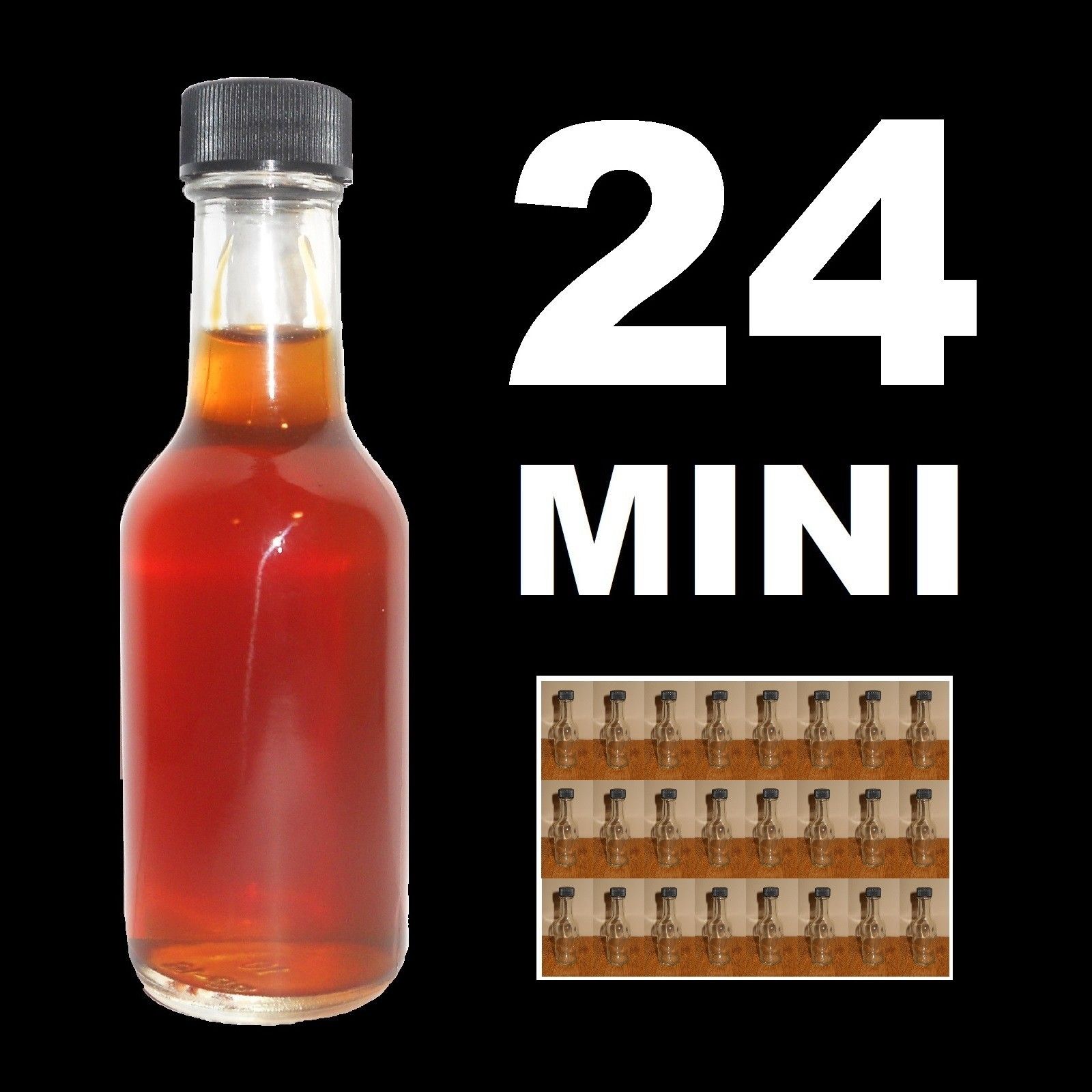 SHOOTERS!! MINI BAR LIQUOR BOTTLES CASE OF 24 MINIATURE WHISKEY SAMPLE BOTTLE w/CAPS - Image 2