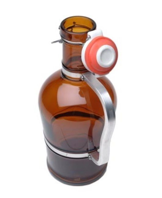 Metal Handle Glass Beer Growler from Wassman Authentic Made in Germany Ceramic Swing Top Amber Glass Flip Top Bottle 2 Liters (2.1 Quart) - Image 5