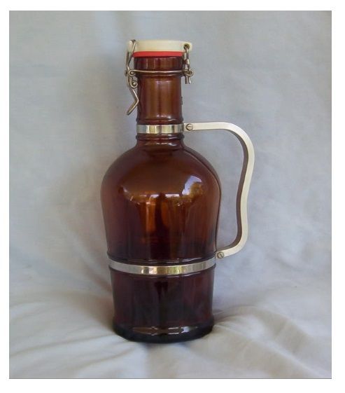 Metal Handle Glass Beer Growler from Wassman Authentic Made in Germany Ceramic Swing Top Amber Glass Flip Top Bottle 2 Liters (2.1 Quart) - Image 6