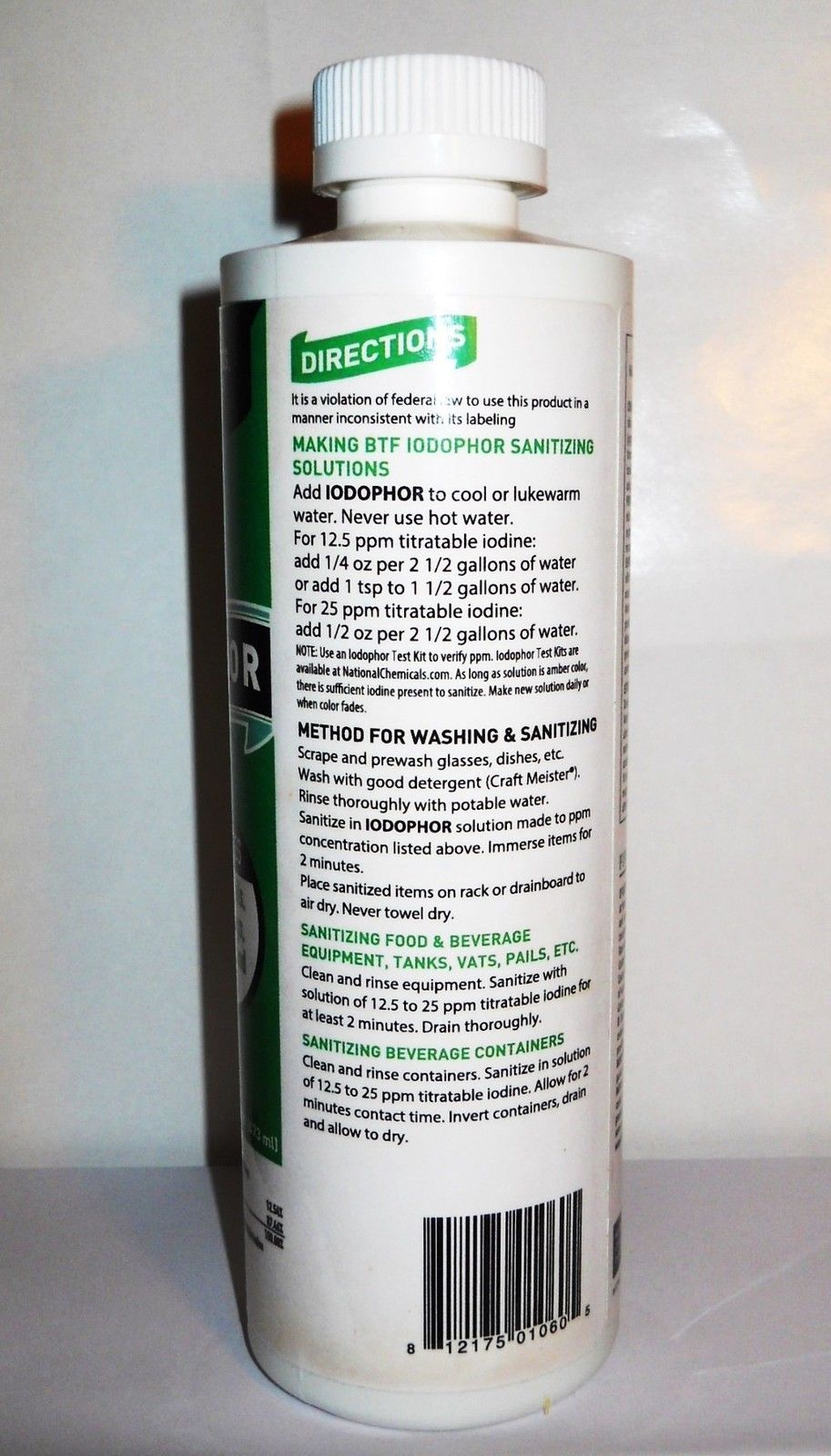 IODOPHOR BTF SANITIZER 4 oz Iodine Sterilizer B-T-F For Sanitizing Beer and Wine Making Equipment - Image 3