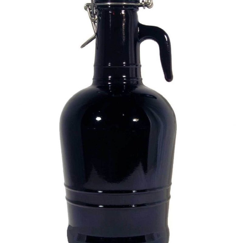 BEER GROWLER SWING TOP AMBER GLASS FLIP TOP GLASS HANDLE 2 LITER BEER