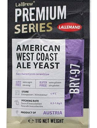 BEER YEAST 1 PK BRY-97 WEST COAST ALE Danstar Lallemand Brewers Yeast BRY97 Danstar Lallemand Brewers Yeast BRY97 SINGLE PACK 11G