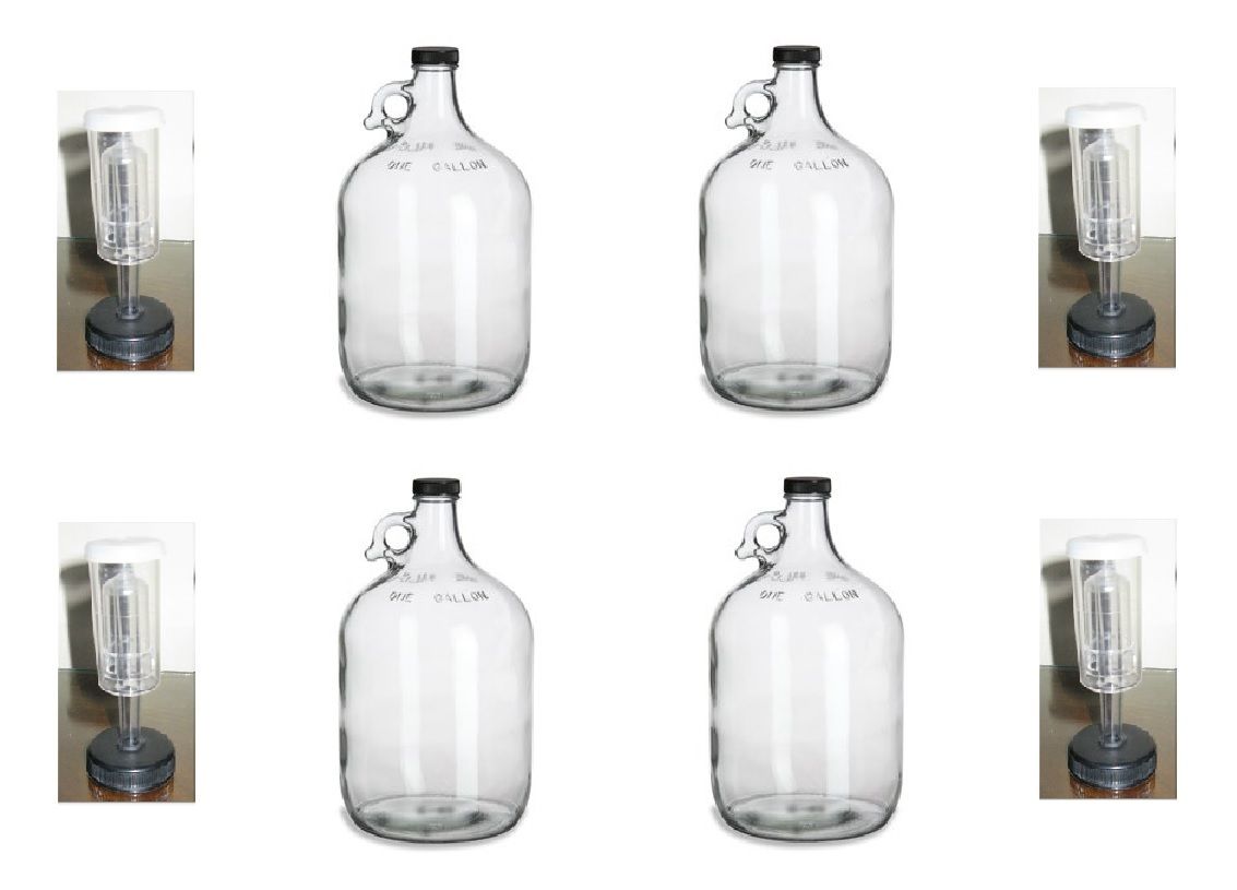 4 GLASS 1 GALLON JUGS + AIRLOCKS FOR HOMEBREWING BEER WINE MAKING KITS MOONSHINE - Image 2