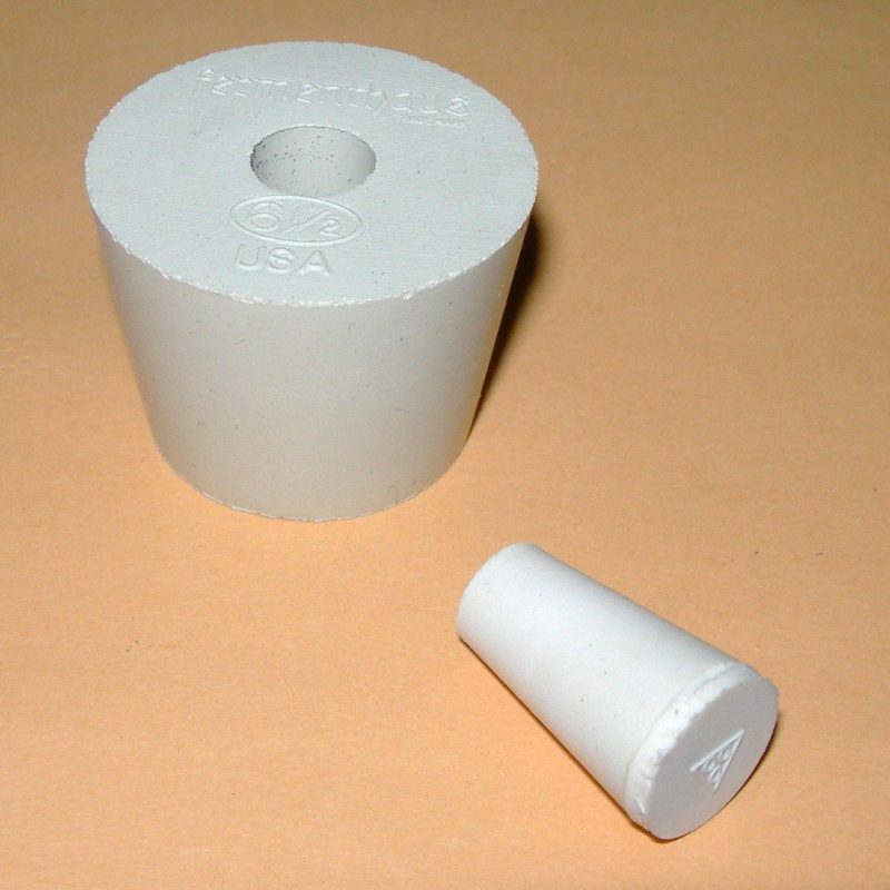 2 RUBBER BUNGS SIZE 6.5 FITS GLASS 3/5/6 GALLON CARBOY DRILLED w