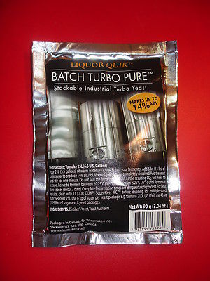 TURBO YEAST LQ BTP BATCH TURBO PURE EXPRESS MOONSHINERS HOMEBREW 18% WHISKEY 5 D
