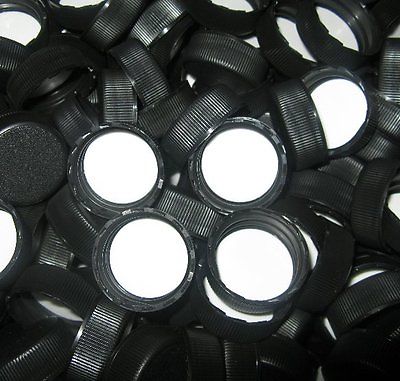 12PK BLACK TAMPER EVIDENT SCREW CAPS 28/400 Plastic TE Screw Top Caps for PET Bottles Flasks Boston Round and Wine Bottles to fit most 28mm CT (Continuous Thread)