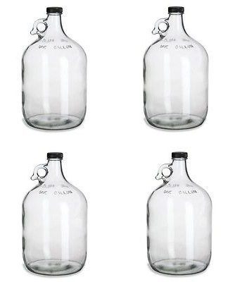ARKANSAS GLASS 4 NEW GLASS 1 GALLON JUGS w/CAPS For Homebrewing Beer Wine Making or Moonshiners Mountain Dew