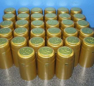 SHRINK CAPSULES 33 NUGGET GOLD WINERY QUALITY PVC HEAT SHRINK FOR WINE BOTTLES