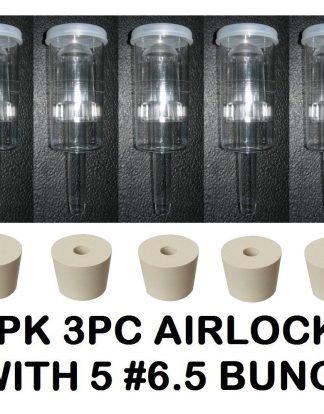 AIRLOCKS 5 3PC ++ 5 6.5 RUBBER BUNGS TOP QUALITY VINTAGE SHOP BEER WINE AIR LOCK
