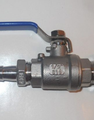 BALL VALVE KIT 6 PIECE STAINLESS STEEL 1/2" SPIGOT w/ BARB & BULKHEAD FOR BREW KETTLE