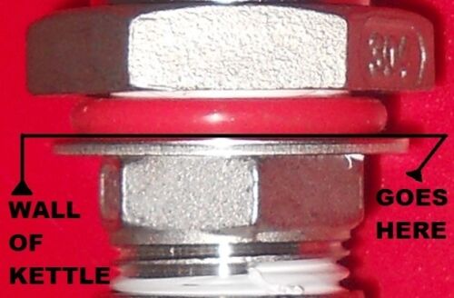 BALL VALVE KIT 6 PIECE STAINLESS STEEL 1/2" SPIGOT w/ BARB & BULKHEAD FOR BREW KETTLE - Image 5