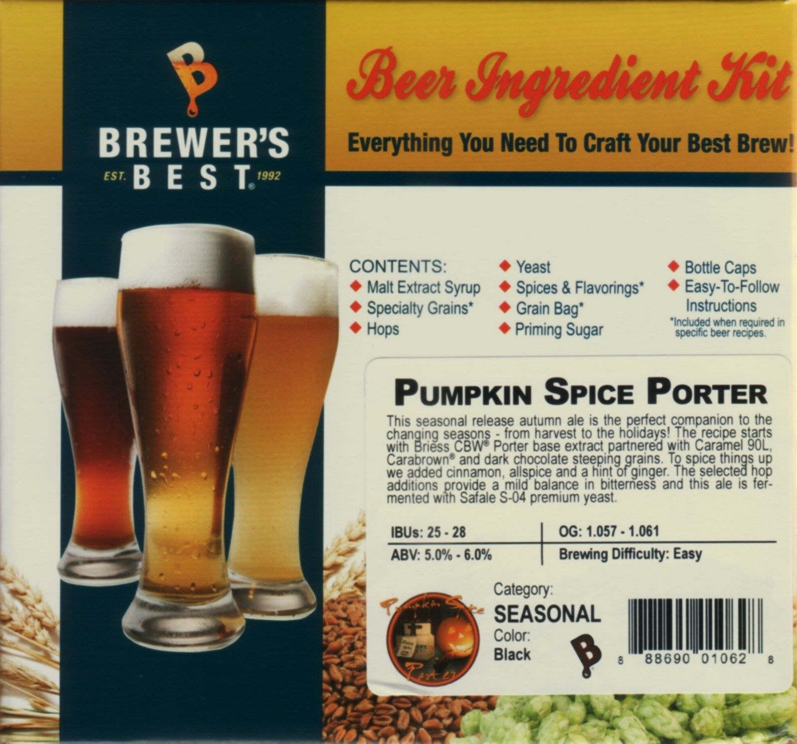 BEER KIT PUMPKIN SPICE PORTER MAKES 5 GALLONS BREWERS BEST INGREDIENT KIT #1062 - Image 3