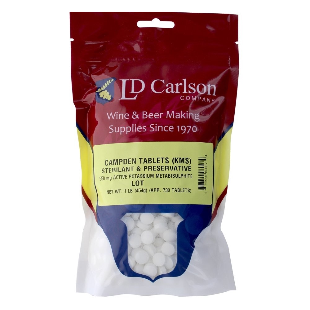 CAMPDEN TABLETS 1 POUND =~730 TABS LD Carlson Factory Packed Potassium Metabisulfite for Winemaking