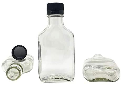 TINY WHISKEY FLASKS BY THE CASE 12 BRAND NEW CLEAR GLASS 100ml BOTTLES w/CAPS - Image 5