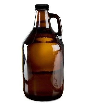 BEER GROWLER 1/2 GALLON AMBER GLASS JUG FOR DRINKING PUB CRAWLING and CAROUSING